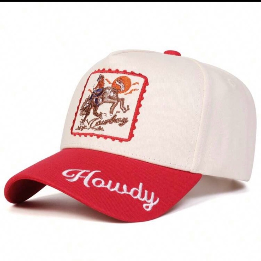 NWOT Cowboy Howdy Cap - Red and White